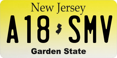 NJ license plate A18SMV