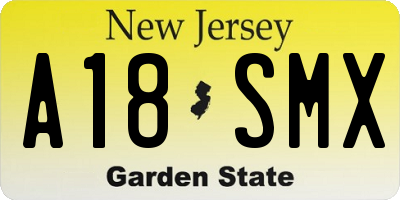 NJ license plate A18SMX