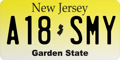 NJ license plate A18SMY