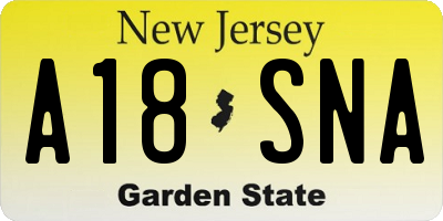NJ license plate A18SNA