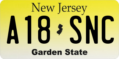 NJ license plate A18SNC