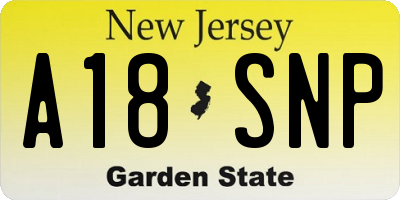 NJ license plate A18SNP