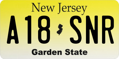 NJ license plate A18SNR