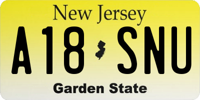 NJ license plate A18SNU