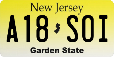 NJ license plate A18SOI