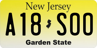 NJ license plate A18SOO