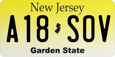 NJ license plate A18SOV