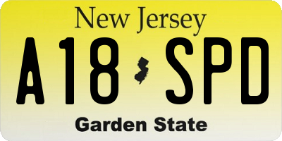 NJ license plate A18SPD