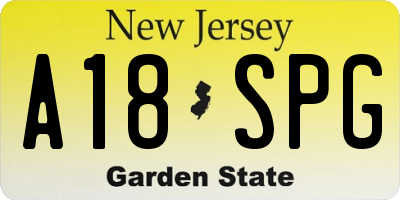 NJ license plate A18SPG