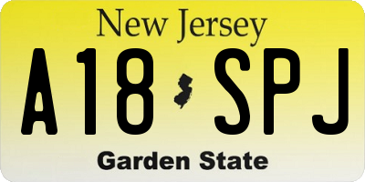 NJ license plate A18SPJ