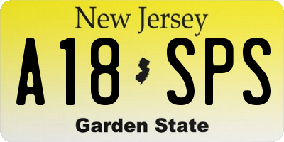 NJ license plate A18SPS