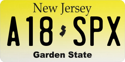 NJ license plate A18SPX
