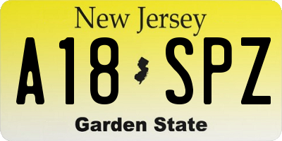 NJ license plate A18SPZ