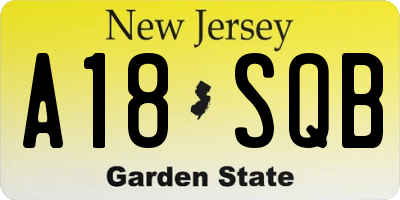 NJ license plate A18SQB