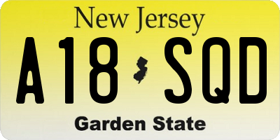 NJ license plate A18SQD