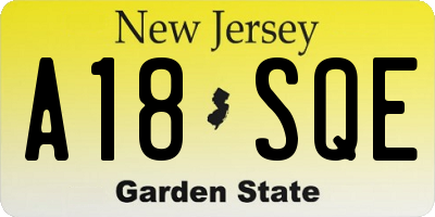 NJ license plate A18SQE