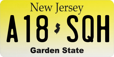 NJ license plate A18SQH