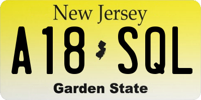 NJ license plate A18SQL