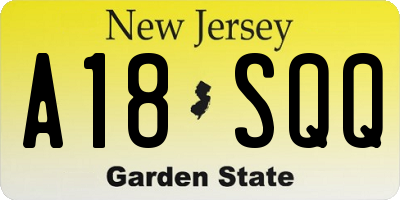 NJ license plate A18SQQ