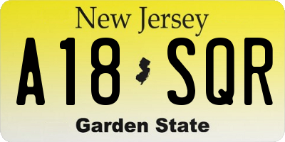 NJ license plate A18SQR