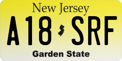 NJ license plate A18SRF