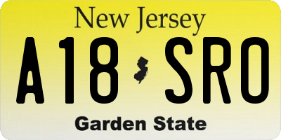 NJ license plate A18SRO