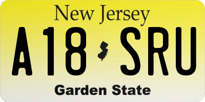 NJ license plate A18SRU