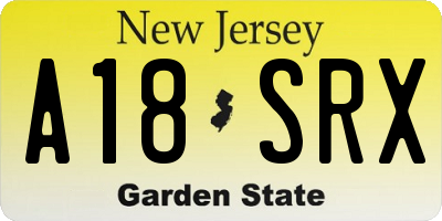 NJ license plate A18SRX