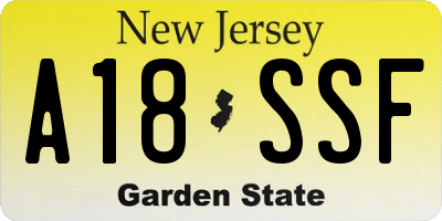 NJ license plate A18SSF