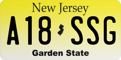 NJ license plate A18SSG