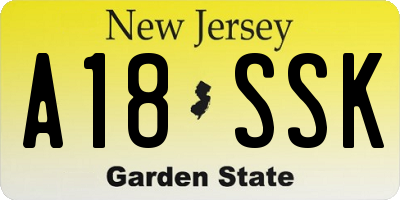 NJ license plate A18SSK