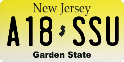 NJ license plate A18SSU