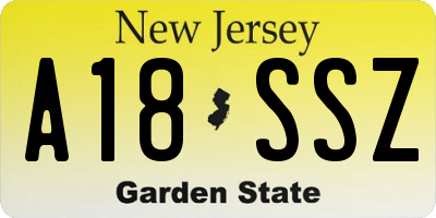 NJ license plate A18SSZ