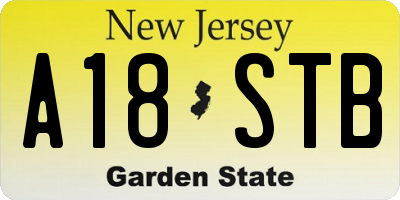 NJ license plate A18STB