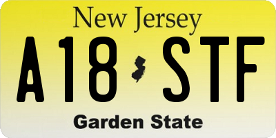 NJ license plate A18STF