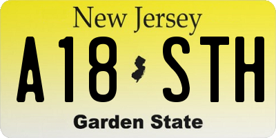 NJ license plate A18STH