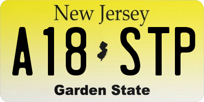 NJ license plate A18STP