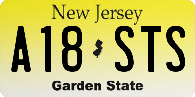 NJ license plate A18STS