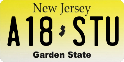 NJ license plate A18STU