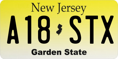 NJ license plate A18STX