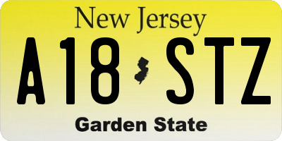 NJ license plate A18STZ
