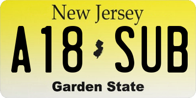 NJ license plate A18SUB