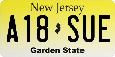 NJ license plate A18SUE