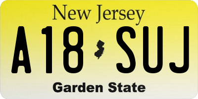 NJ license plate A18SUJ