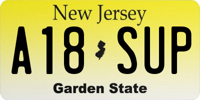 NJ license plate A18SUP