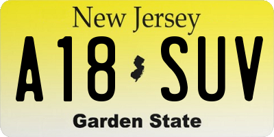 NJ license plate A18SUV
