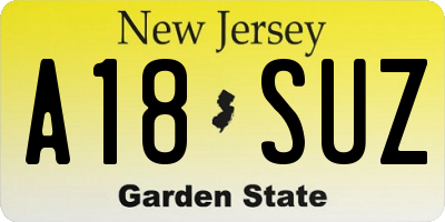 NJ license plate A18SUZ