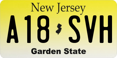 NJ license plate A18SVH