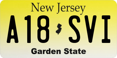 NJ license plate A18SVI
