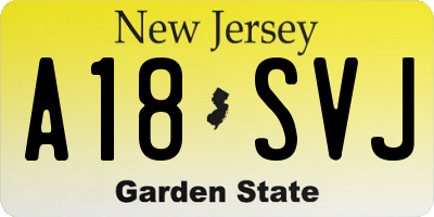 NJ license plate A18SVJ